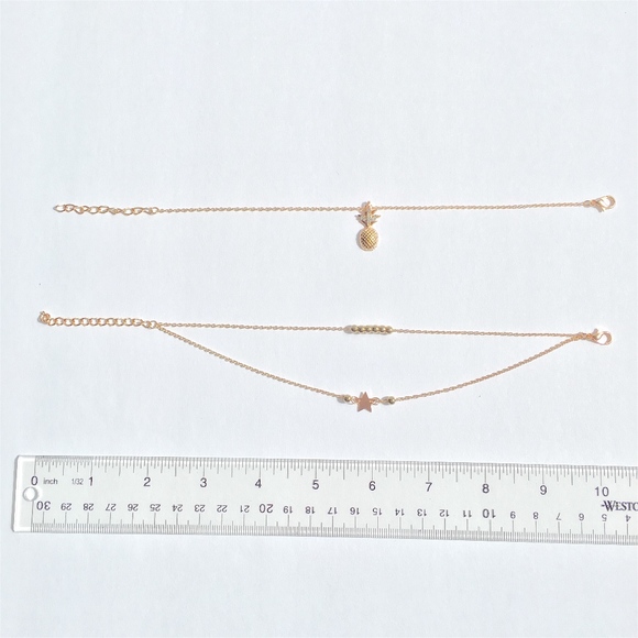 NWT Pineapple Star Gold Anklet Set - Picture 4 of 7